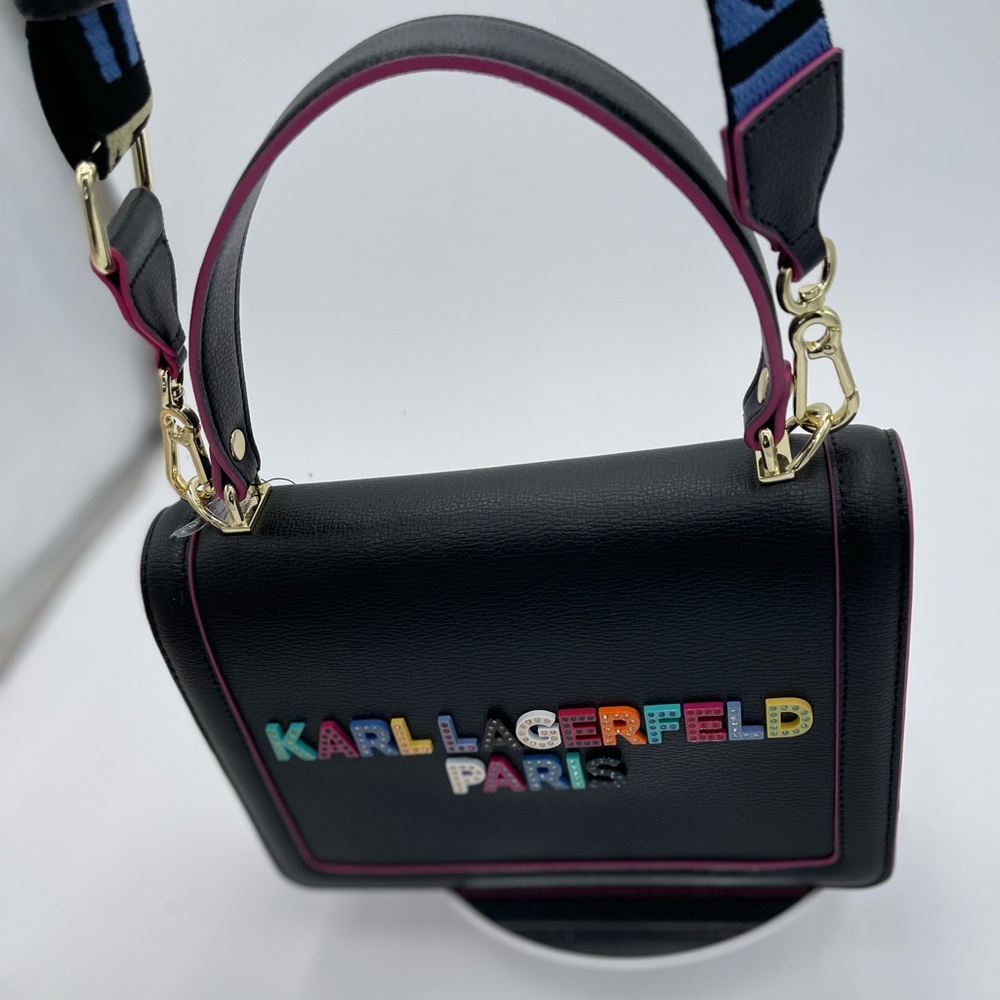 Karl Lagerfeld Black Crossbody Bag with Gold Hardware